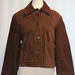 Madewell Boxy-Crop Calf Suede Jacket NWOT Size XS in Dark Roast
